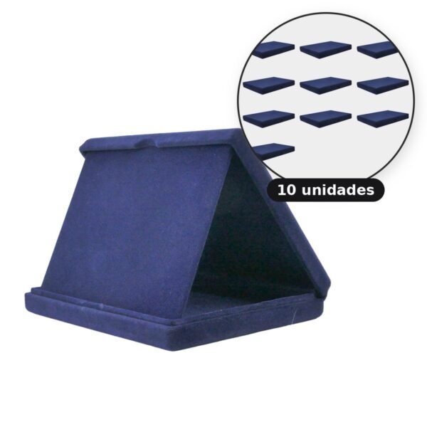 Kit com 10 estojos de veludo 18 x 14 cm com aba azul