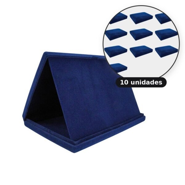 Kit com 10 estojos de veludo 23 x 18 cm com aba azul