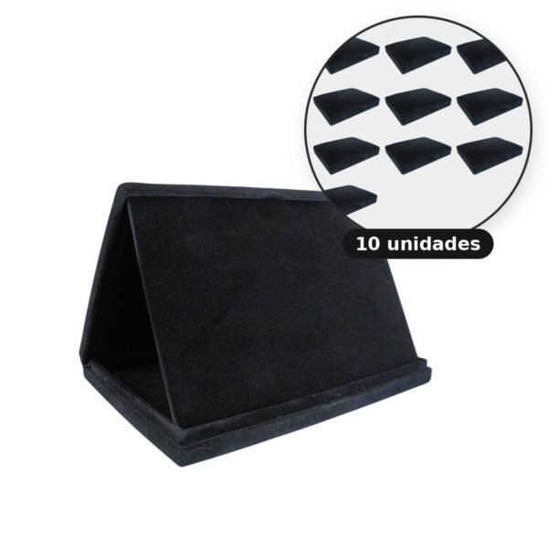Kit com 10 estojos de veludo 23 x 18 cm com aba preto
