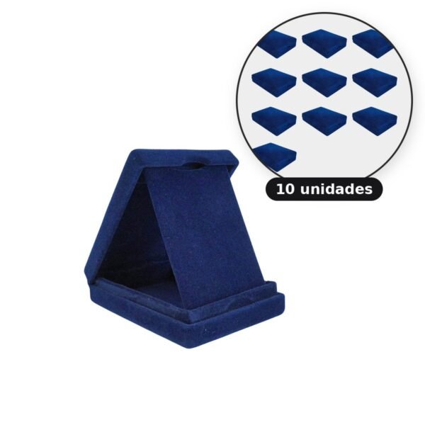 Kit com 10 estojos de veludo 8 x 11 cm com aba azul
