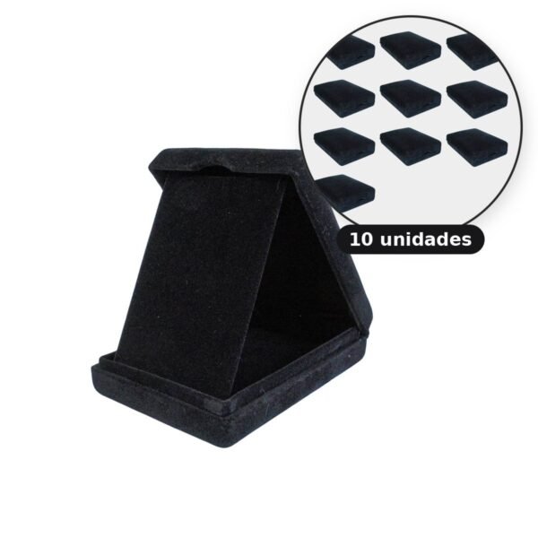 Kit com 10 estojos de veludo 8 x 11 cm com aba preto