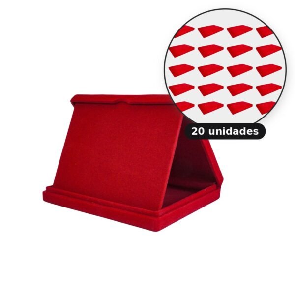 Kit com 20 estojos de veludo 18 x 14 cm com aba vermelho