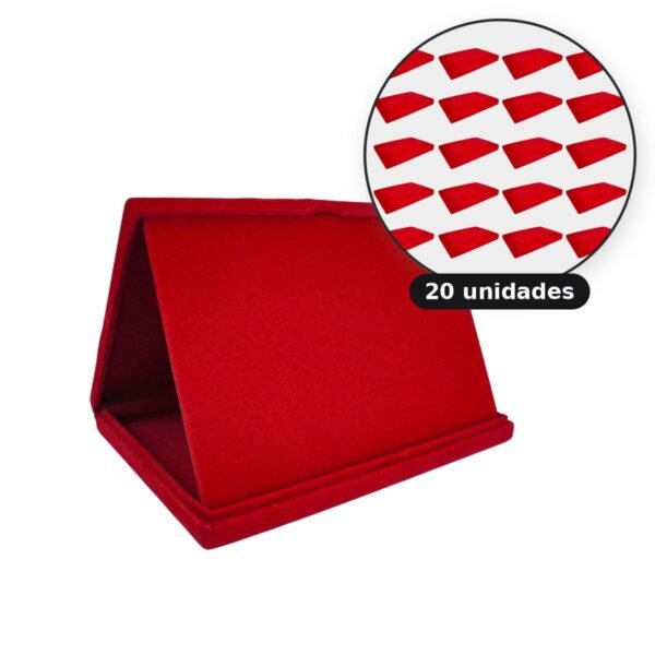Kit com 20 estojos de veludo 23 x 18 cm com aba vermelho