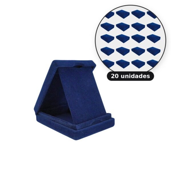 Kit com 20 estojos de veludo 8 x 11 cm com aba azul