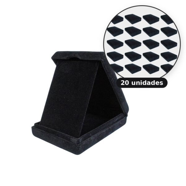 Kit com 20 estojos de veludo 8 x 11 cm com aba preto
