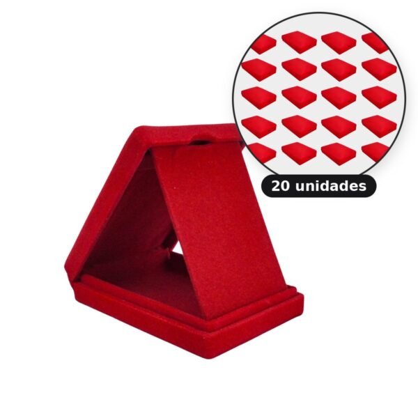 Kit com 20 estojos de veludo 8 x 11 cm com aba vermelho