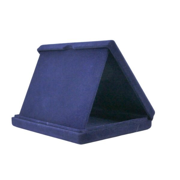 Estojo de veludo 18 x 14 cm com aba azul aberto