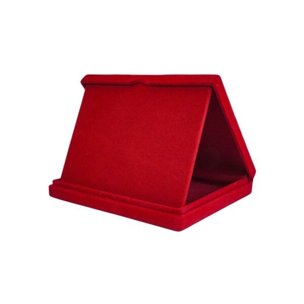 Estojo de veludo 18 x 14 cm com aba vermelho aberto