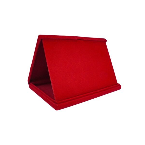 Estojo de veludo 18 x 14 cm com aba vermelho aberto (outro ângulo)