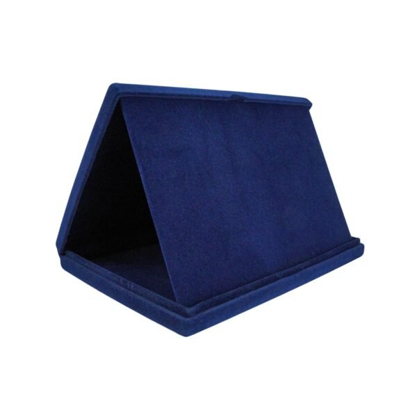 Estojo de veludo 23 x 18 cm com aba azul aberto