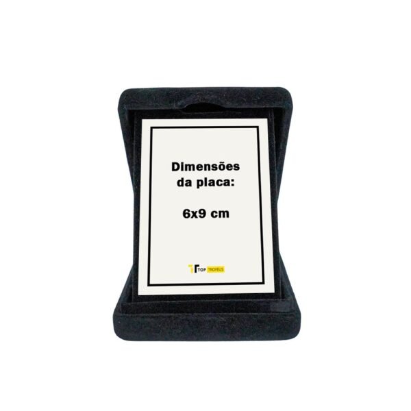 Estojo de veludo 8 x 11 cm com aba preto com o tamanho máximo da placa